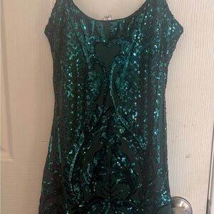 Green Sequin Sleeveless Dress, Lucy in the Sky-HOCO dress